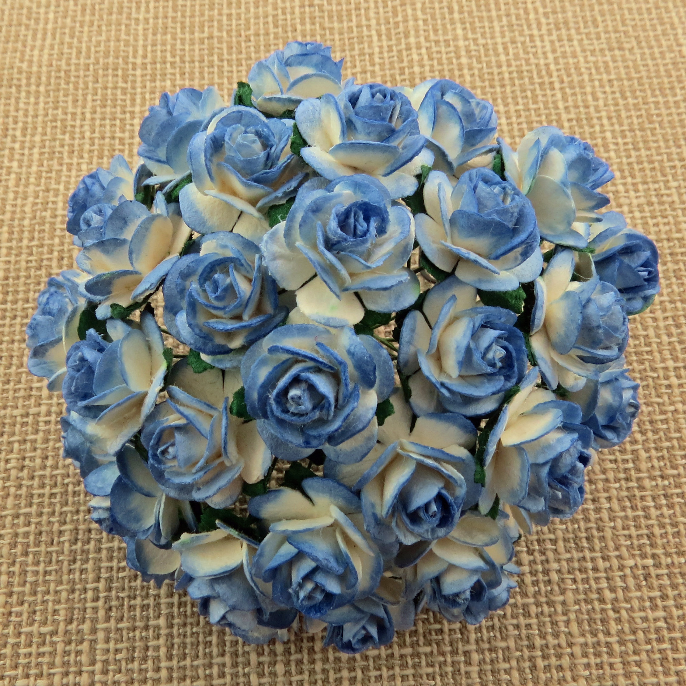 100 2-TONE BLUE MULBERRY PAPER OPEN ROSES