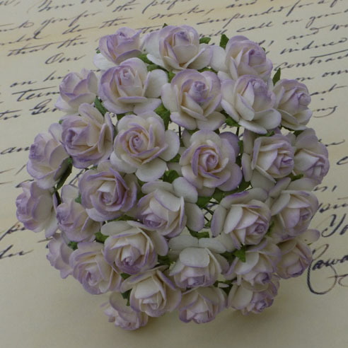 100 2-TONE PALE LILAC MULBERRY PAPER OPEN ROSES