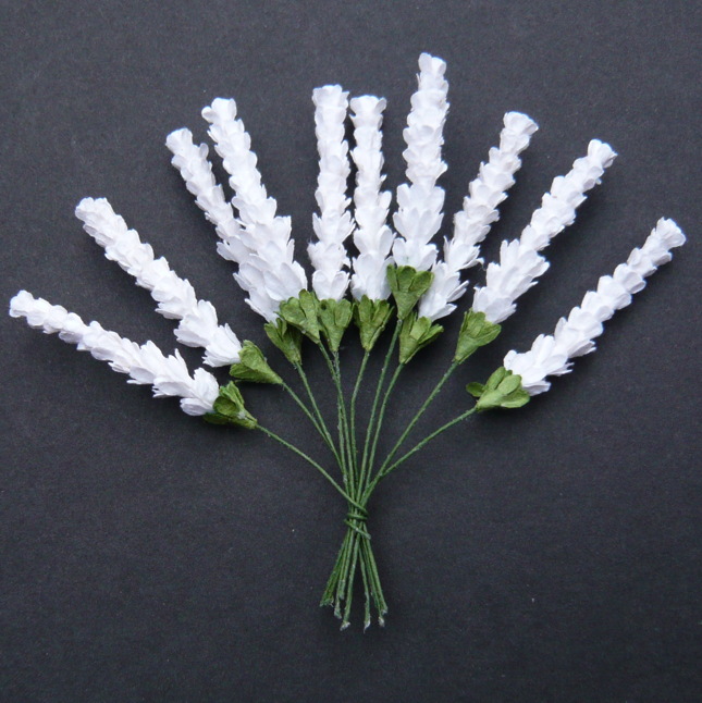 50 WHITE MULBERRY PAPER HEATHER STEMS