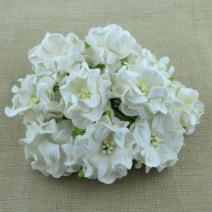 50 WHITE GARDENIA FLOWERS - Click Image to Close