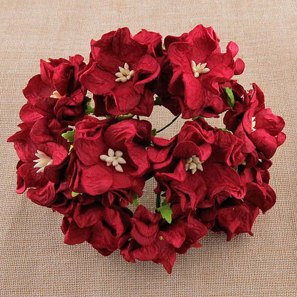 50 DEEP RED GARDENIA FLOWERS - Click Image to Close