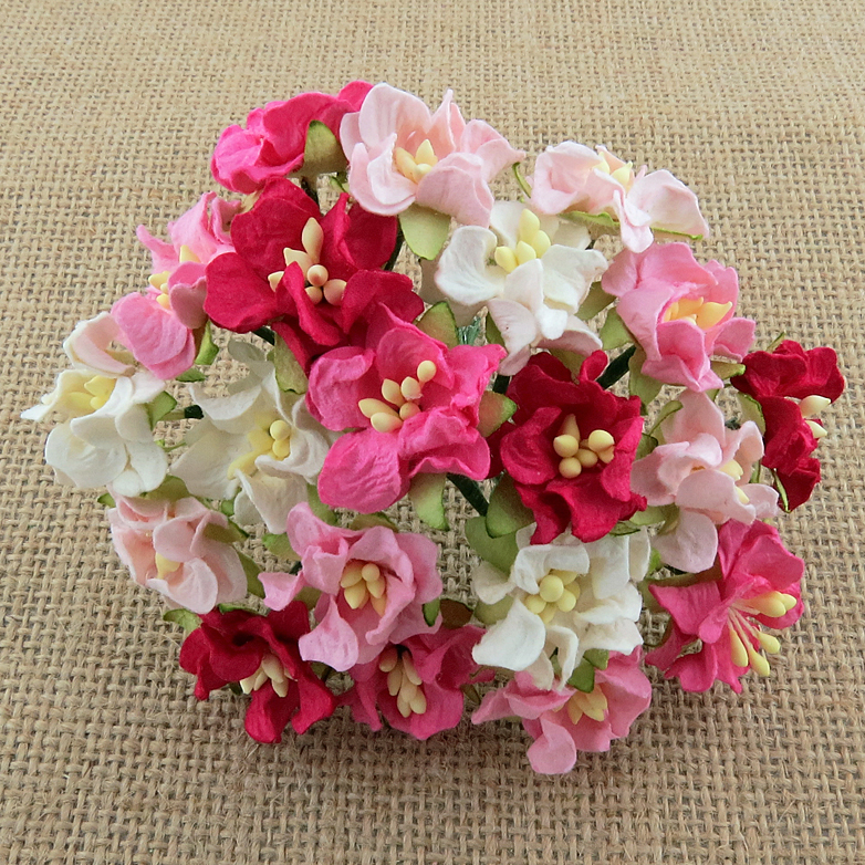 50 MIXED PINK GARDENIA FLOWERS - Click Image to Close