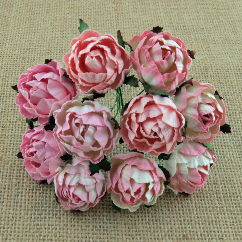 50 MIXED PINK PEONY MULBERRY PAPER FLOWERS - Click Image to Close