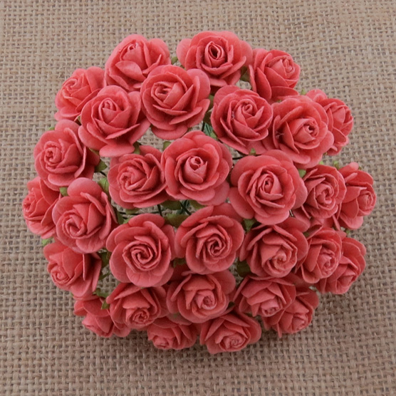 100 CORAL MULBERRY PAPER OPEN ROSES