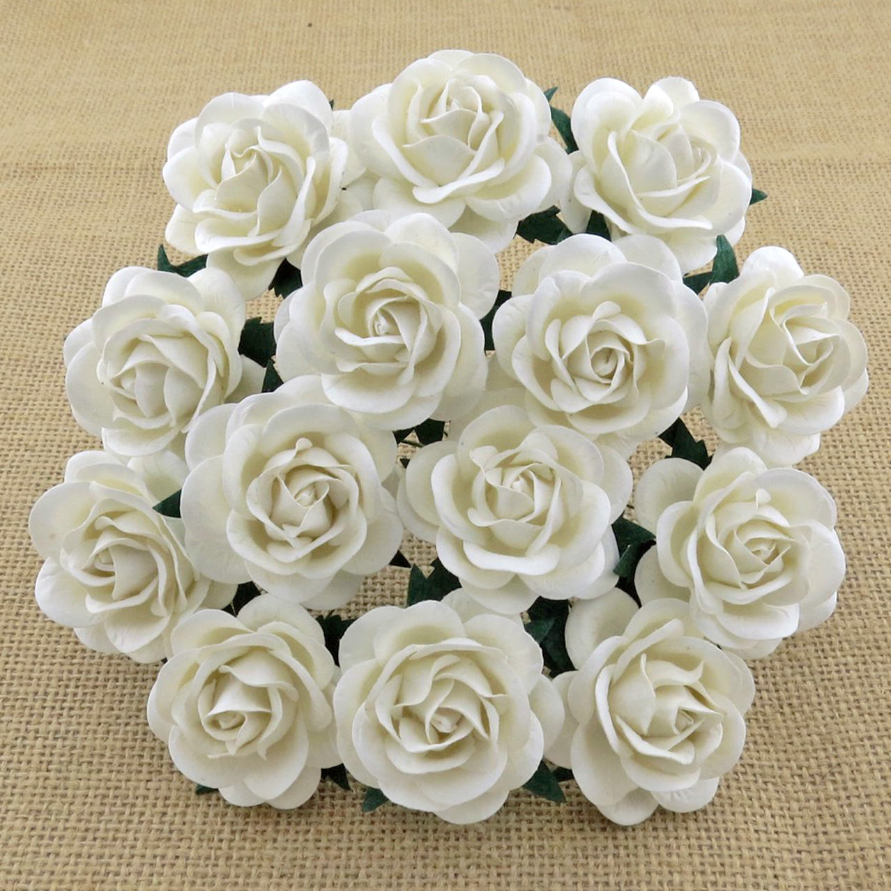 50 WHITE MULBERRY PAPER TRELLIS ROSES - Click Image to Close