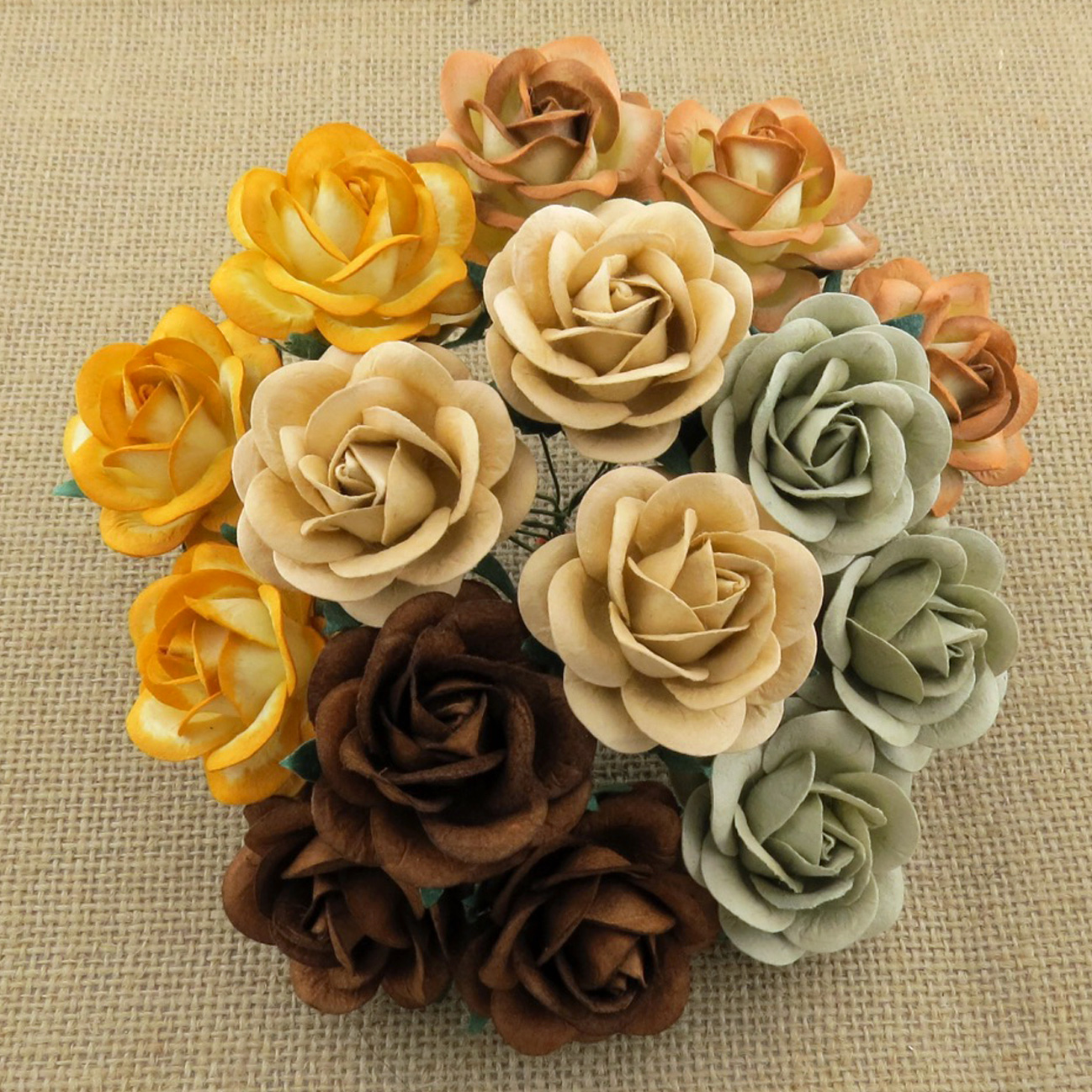 50 MIXED EARTH TONE MULBERRY PAPER TRELLIS ROSES - 5 COLOR - Click Image to Close