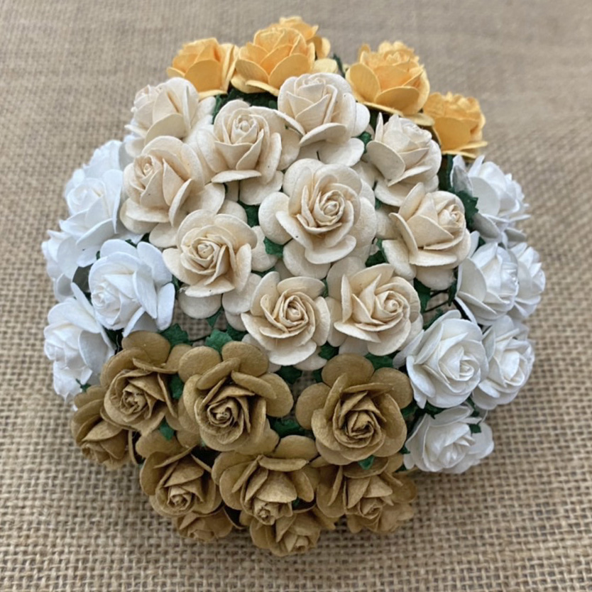 100 MIXED EARTH TONE MULBERRY PAPER OPEN ROSES