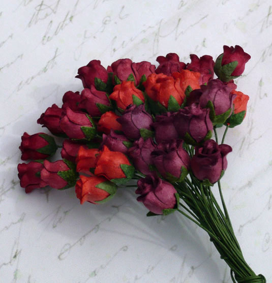 40 MIXED RED TONE HIP ROSEBUDS