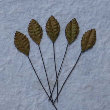 100 Brown Mulberry Paper Leaves - 25mm