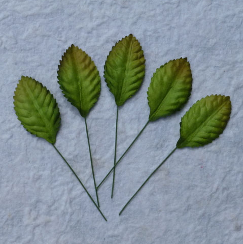 100 Green Mulberry Paper Leaves - 35mm