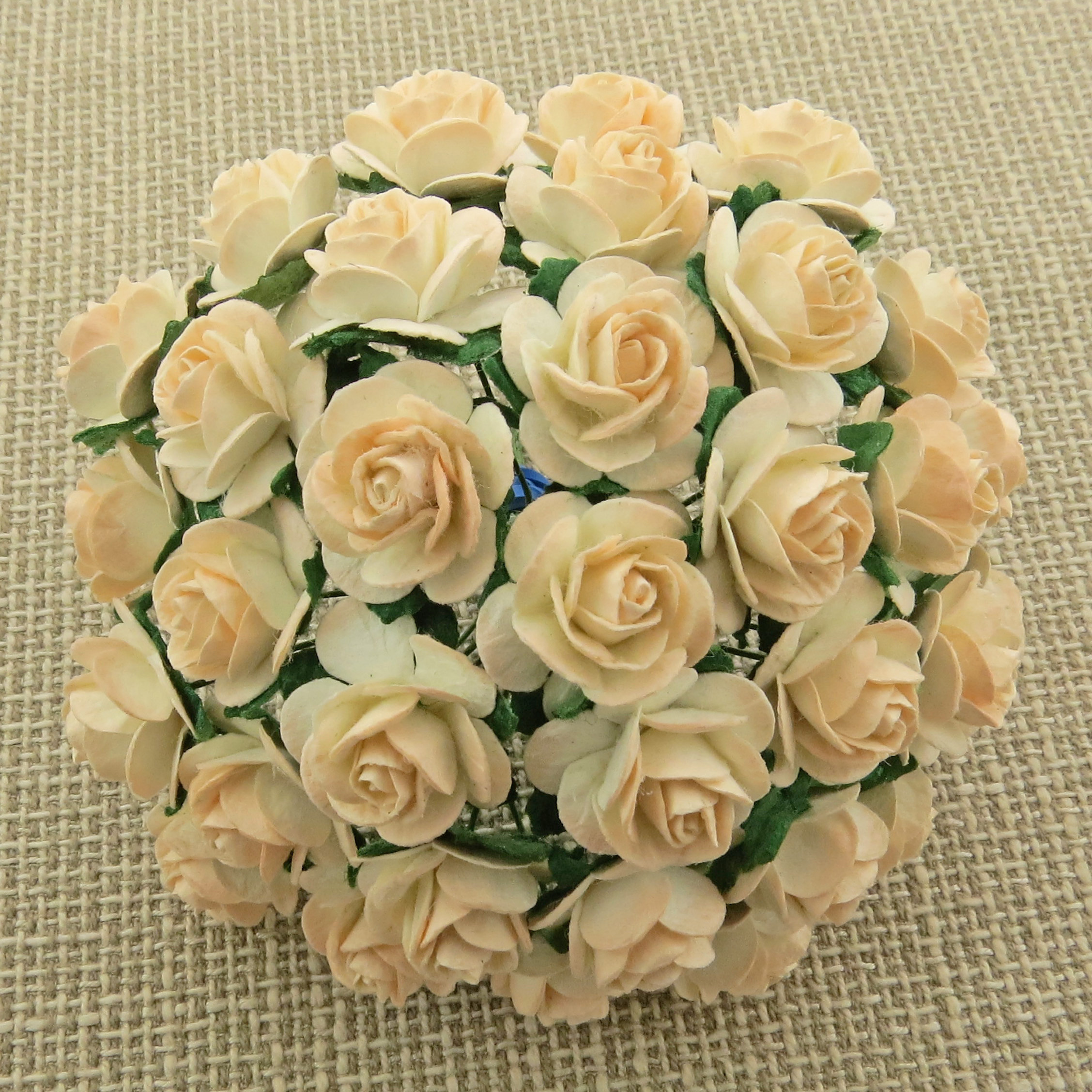 100 2-TONE PEACH MULBERRY PAPER OPEN ROSES - Click Image to Close