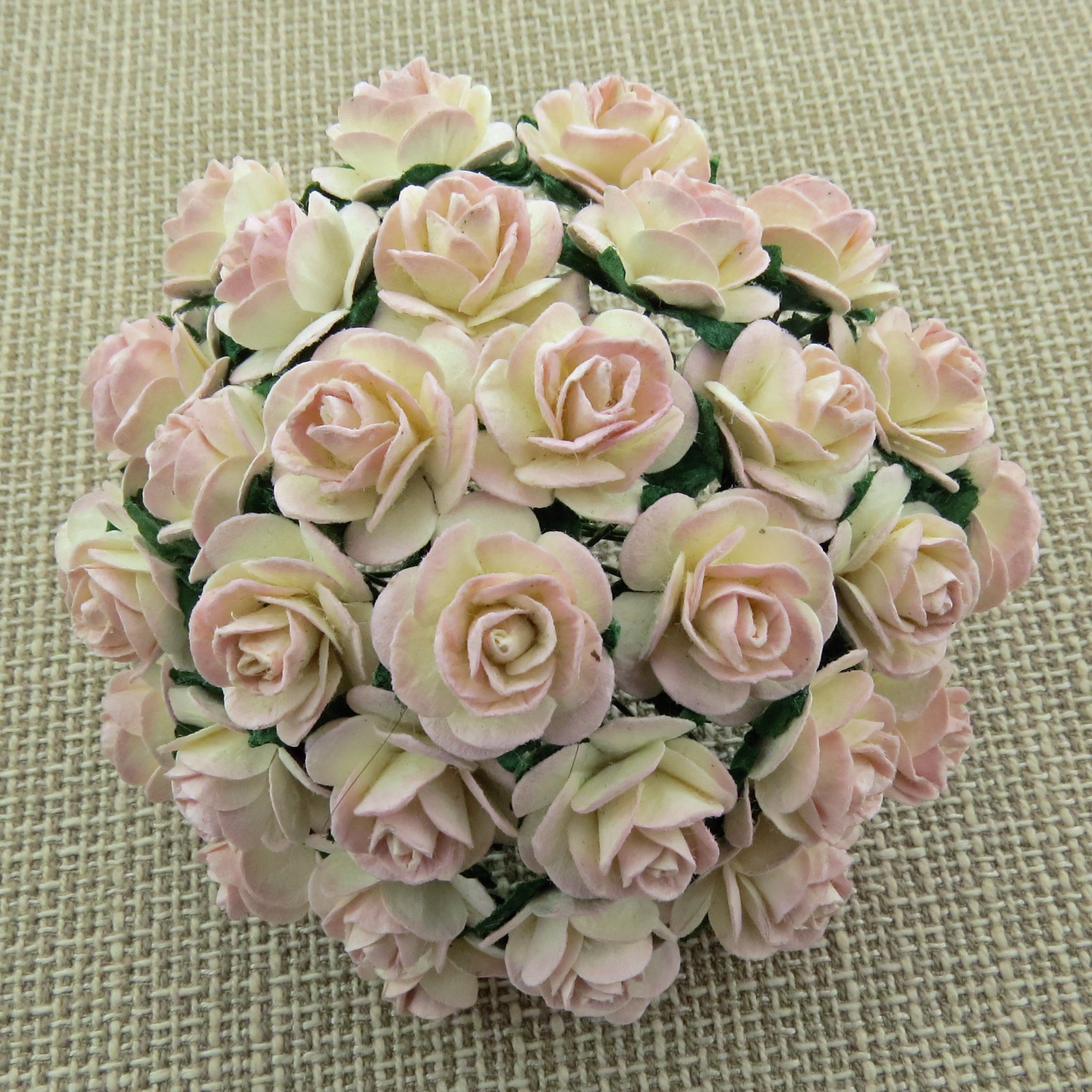 100 2-TONE ROSE PINK BLUSH MULBERRY PAPER OPEN ROSES - Click Image to Close