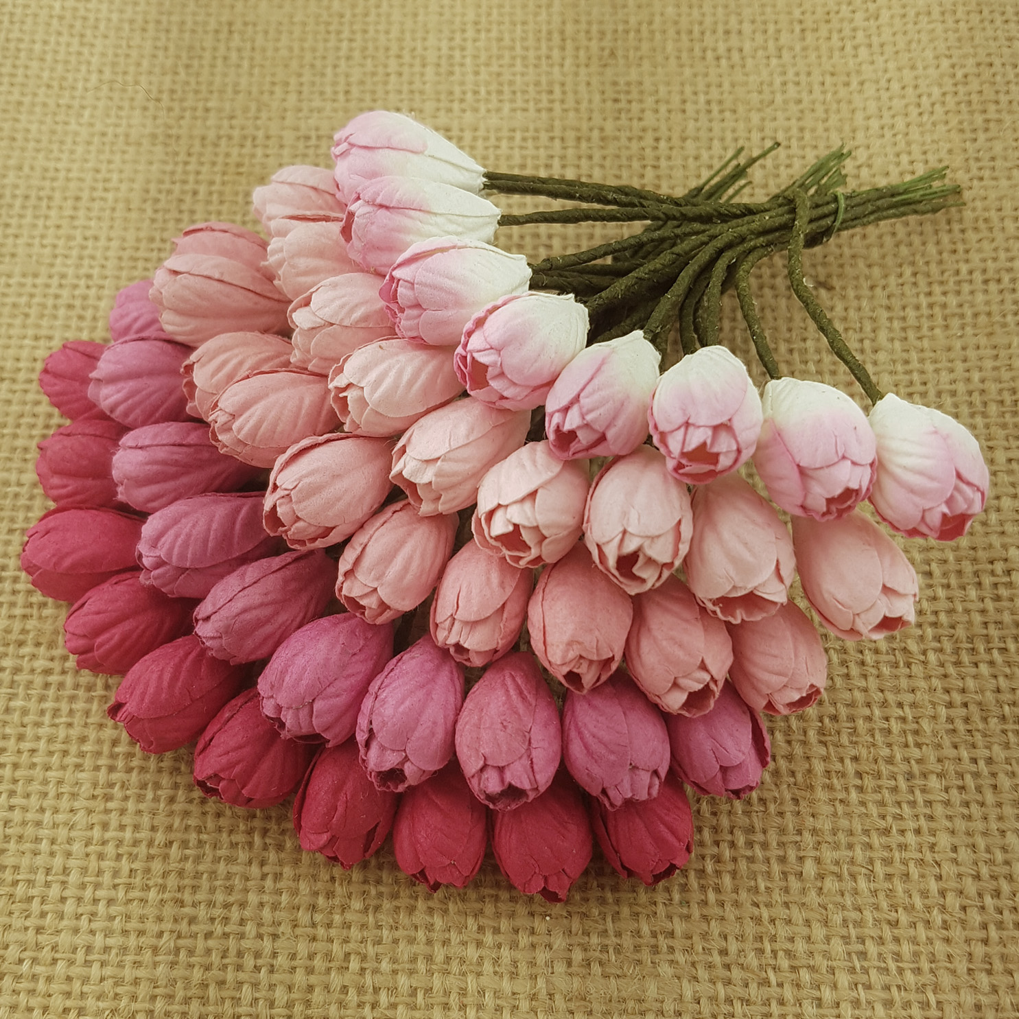 50 MIXED PINK TONE MULBERRY PAPER TULIP FLOWERS - 5 COLOR - Click Image to Close