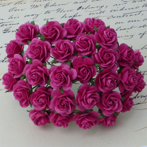 100 DEEP PINK MULBERRY PAPER OPEN ROSES