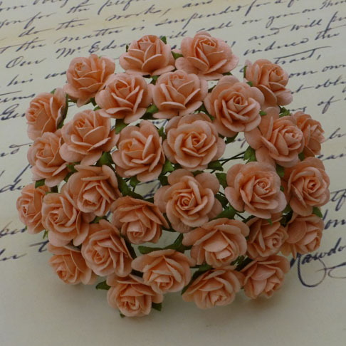 100 PEACH MULBERRY PAPER OPEN ROSES