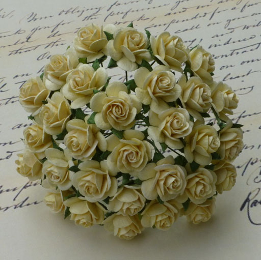 100 CREAM MULBERRY PAPER OPEN ROSES - Click Image to Close