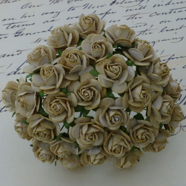 100 LIGHT MOCHA MULBERRY PAPER OPEN ROSES