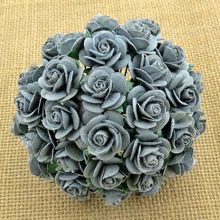 100 PARMA GREY MULBERRY PAPER OPEN ROSES - Click Image to Close