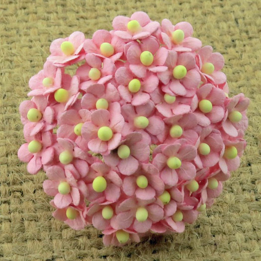 100 MINIATURE BABY PINK SWEETHEART BLOSSOM FLOWERS - Click Image to Close