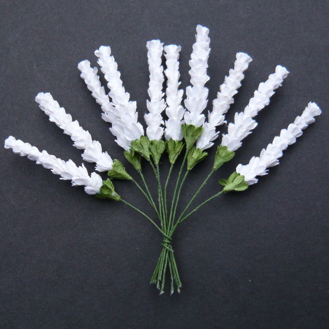 50 WHITE MULBERRY PAPER HEATHER STEMS - Click Image to Close