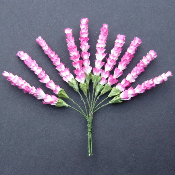 50 2-TONE ROSY PINK MULBERRY PAPER HEATHER STEMS - Click Image to Close