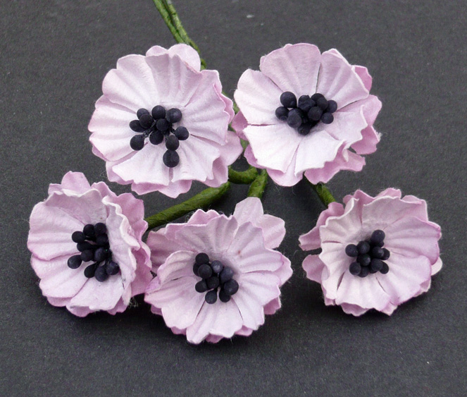 50 BABY PINK MULBERRY PAPER POPPY FLOWERS - Click Image to Close