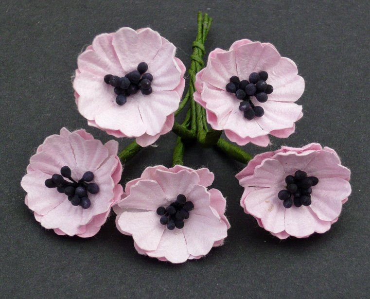 50 LILAC MULBERRY PAPER POPPY FLOWERS - Click Image to Close