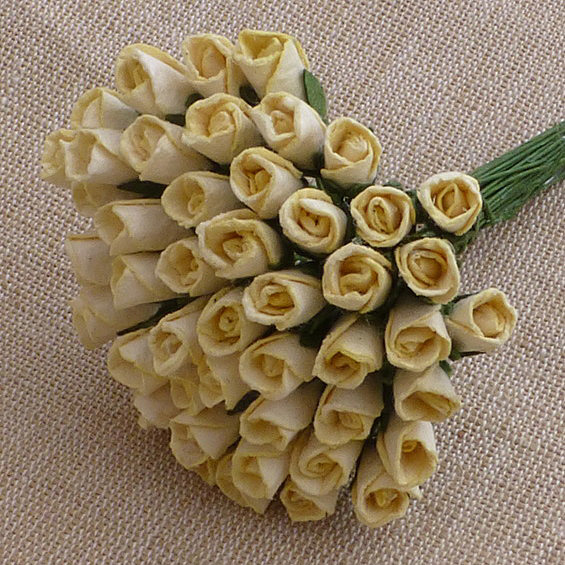 CREAM MULBERRY PAPER ROSEBUDS - Click Image to Close