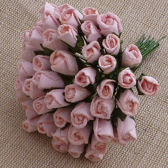 PALE PINK MULBERRY PAPER ROSEBUDS - Click Image to Close