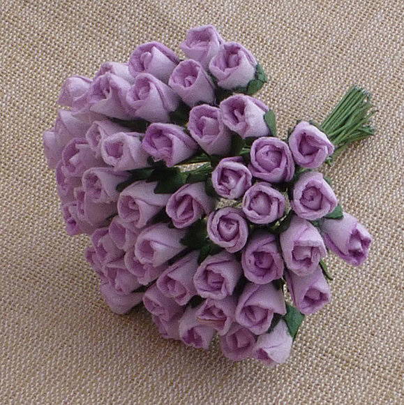 LILAC MULBERRY PAPER ROSEBUDS - Click Image to Close