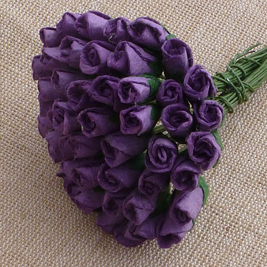 PURPLE MULBERRY PAPER ROSEBUDS - Click Image to Close