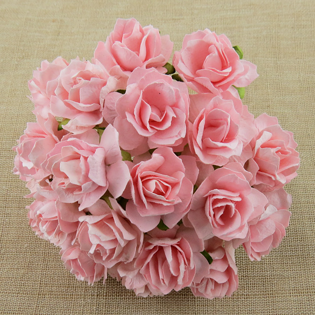 50 PALE PINK MULBERRY PAPER WILD ROSES - 30mm - Click Image to Close