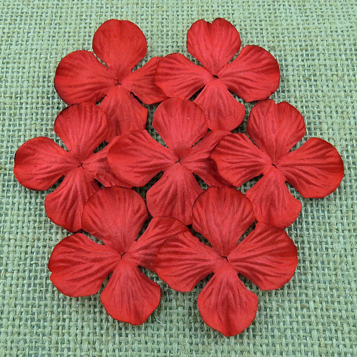100 RED HYDRANGRA BLOOMS - Click Image to Close