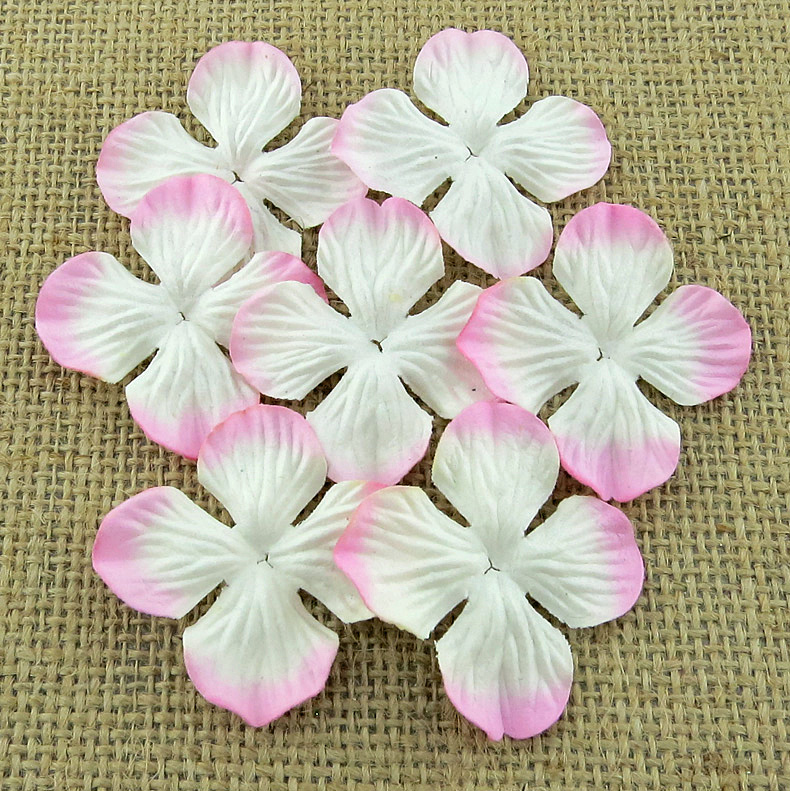 100 2-TONE BABY PINK HYDRANGRA BLOOMS - Click Image to Close