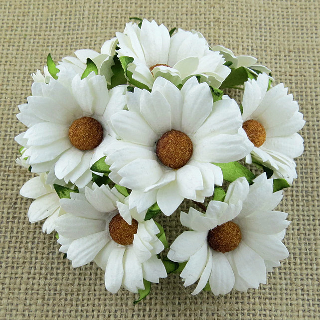 50 WHITE MULBERRY PAPER CHRYSANTHEMUMS - Click Image to Close