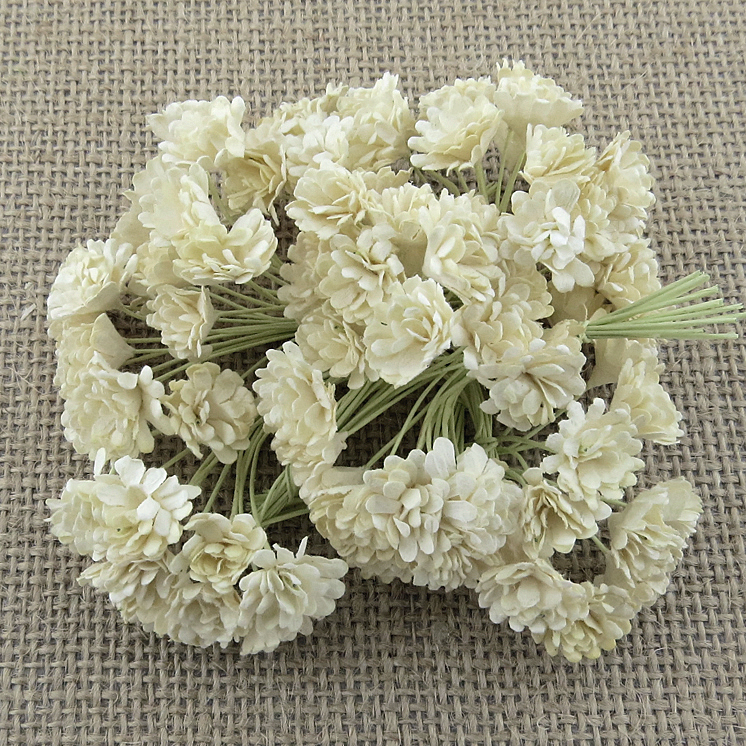 100 IVORY MULBERRY PAPER GYPSOPHILA FLOWERS - Click Image to Close