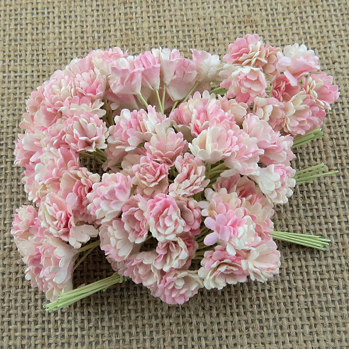 100 2-TONE BABY/IVORY MULBERRY PAPER GYPSOPHILA FLOWERS - Click Image to Close