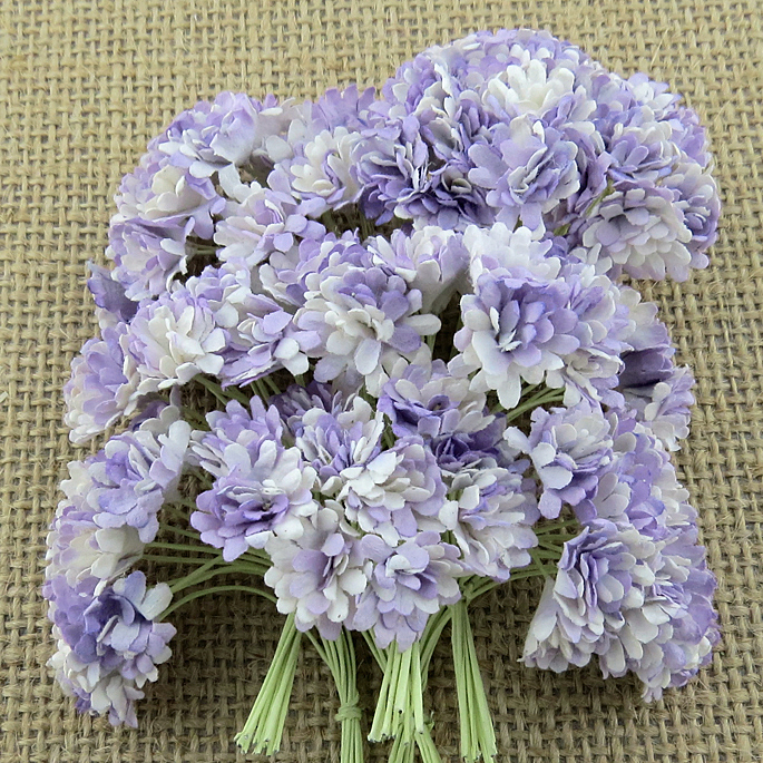 100 2-TONE LILAC MULBERRY PAPER GYPSOPHILA FLOWERS