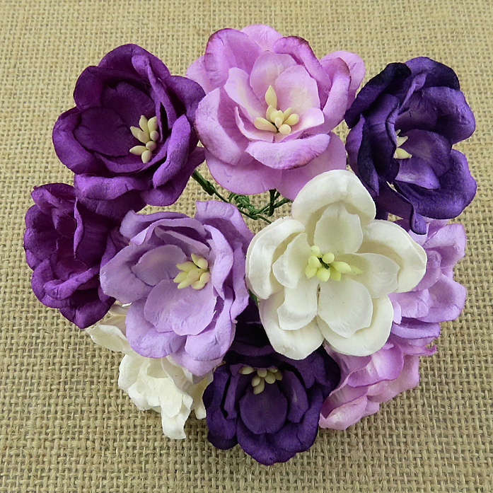 50 MIXED PURPLE/LILAC MULBERRY PAPER MAGNOLIAS - Click Image to Close