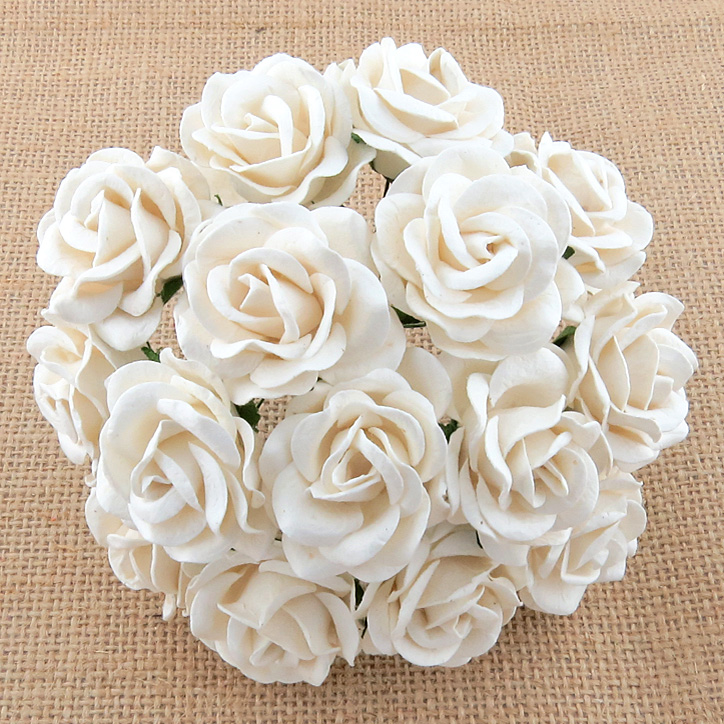 50 WHITE MULBERRY PAPER CHELSEA ROSES - Click Image to Close