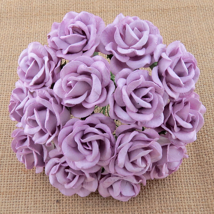 50 LILAC MULBERRY PAPER CHELSEA ROSES - Click Image to Close