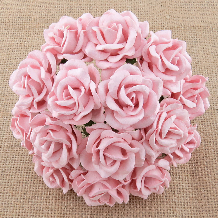 50 PALE PINK MULBERRY PAPER CHELSEA ROSES - Click Image to Close