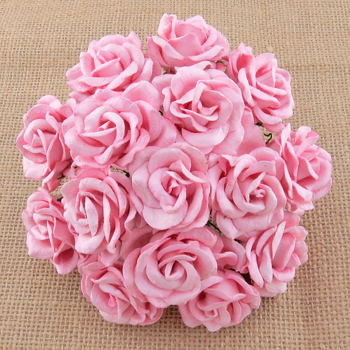 50 BABY PINK MULBERRY PAPER CHELSEA ROSES - Click Image to Close