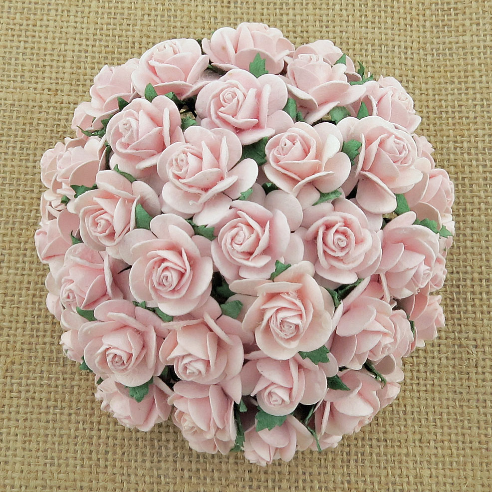 100 PINK MIST MULBERRY PAPER OPEN ROSES - Click Image to Close