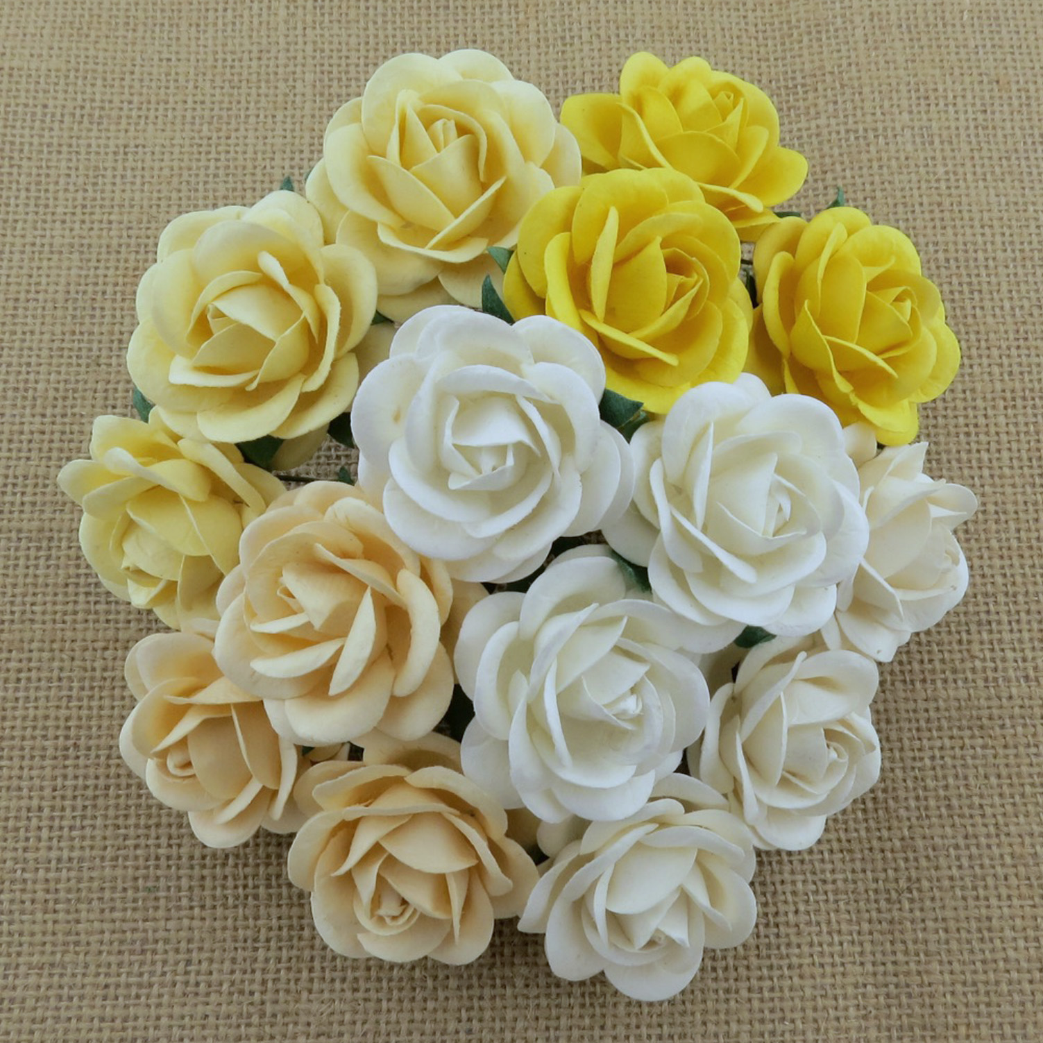 50 MIXED WHITE/CREAM MULBERRY PAPER TRELLIS ROSES - 5 COLOR - Click Image to Close