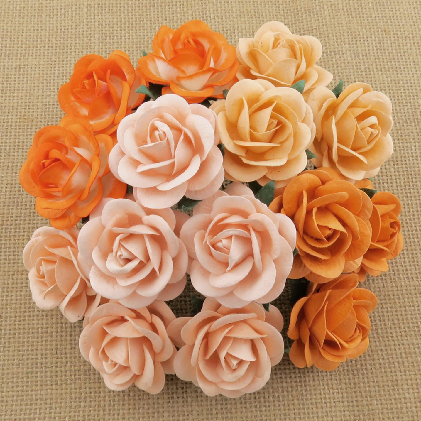 50 MIXED PEACH/ORANGE MULBERRY PAPER TRELLIS ROSES - 5 COLOR