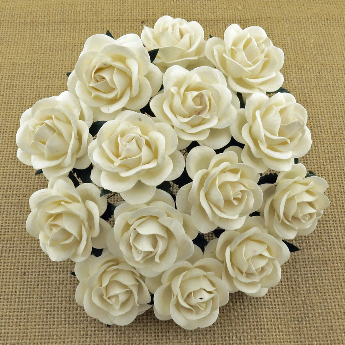 50 IVORY MULBERRY PAPER TRELLIS ROSES - Click Image to Close