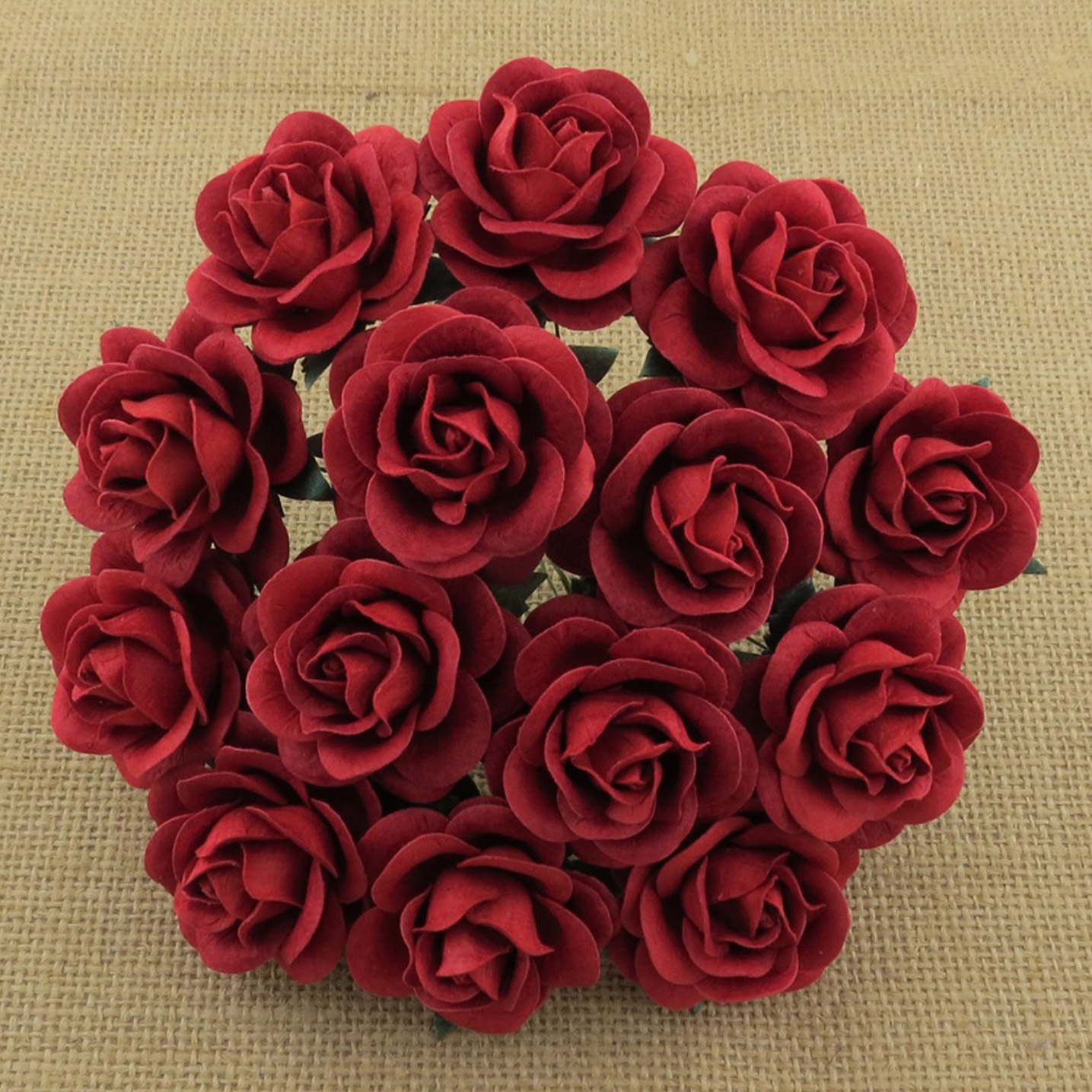 50 RED MULBERRY PAPER TRELLIS ROSES - Click Image to Close