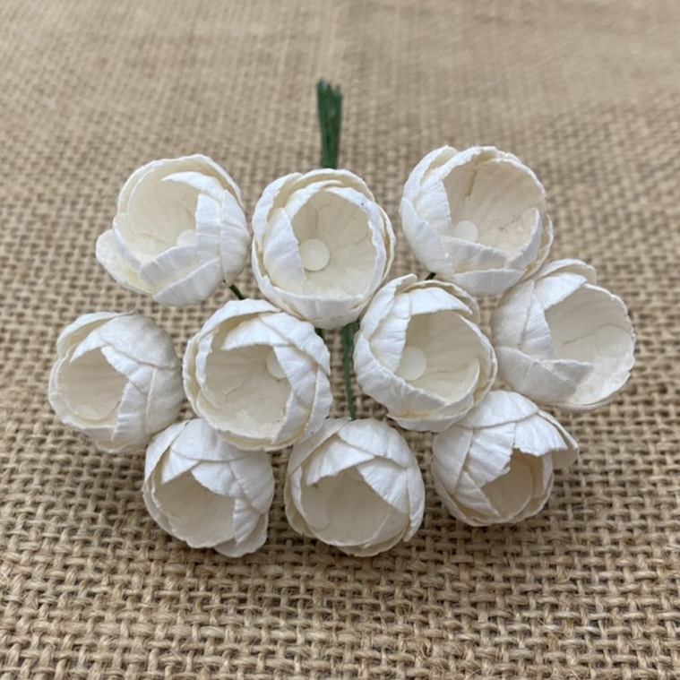 50 IVORY MULBERRY PAPER BUTTERCUPS - Click Image to Close