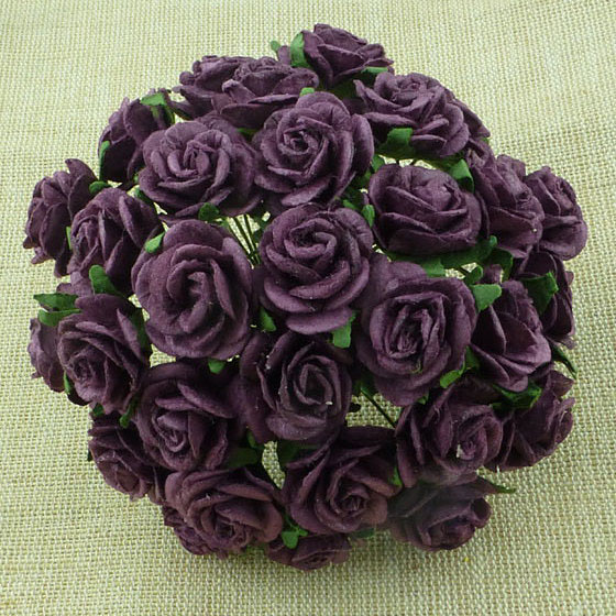 100 PLUM/AUBERGINE MULBERRY PAPER OPEN ROSES